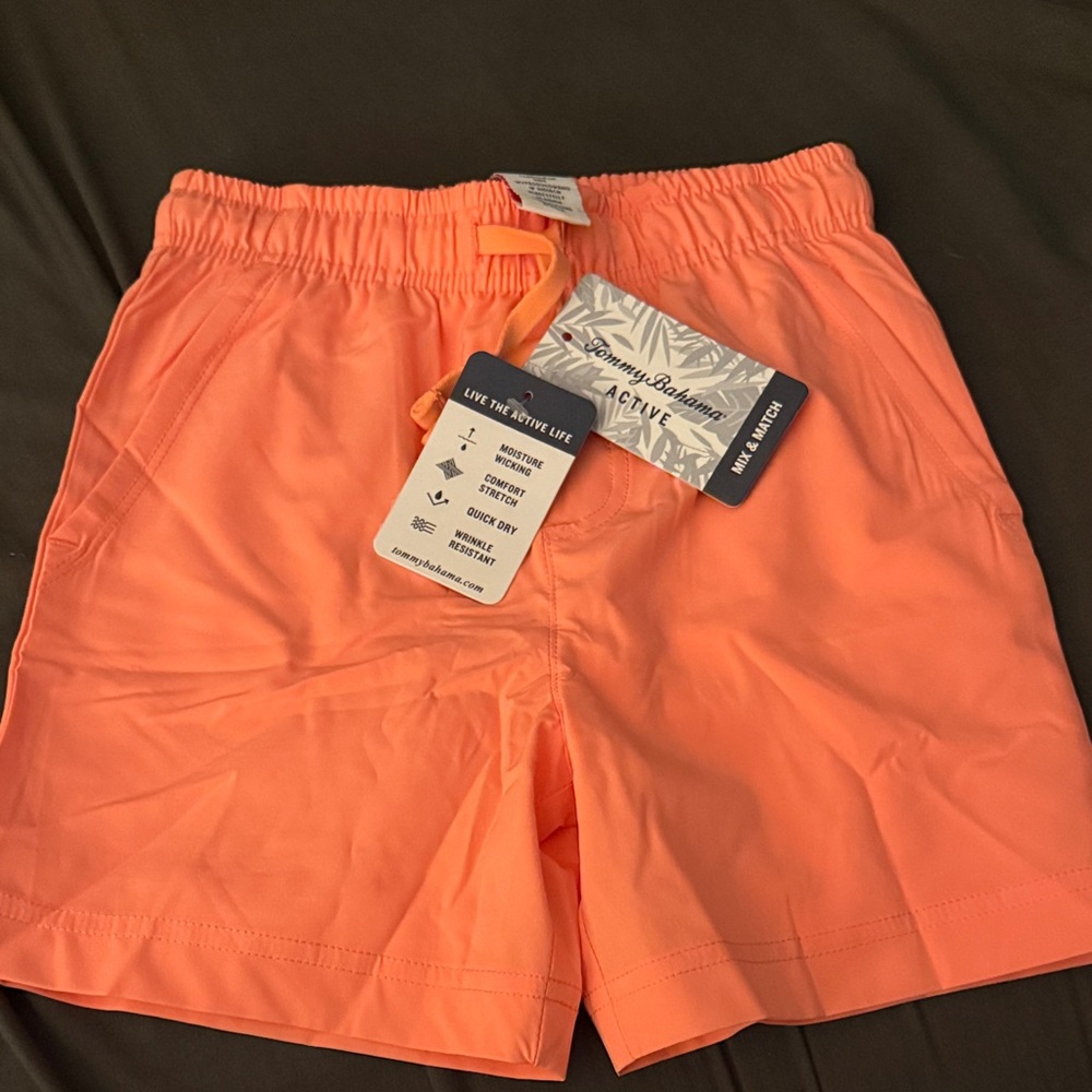 Tommy Bahama boys shorts small 5/6 brand new coral orange